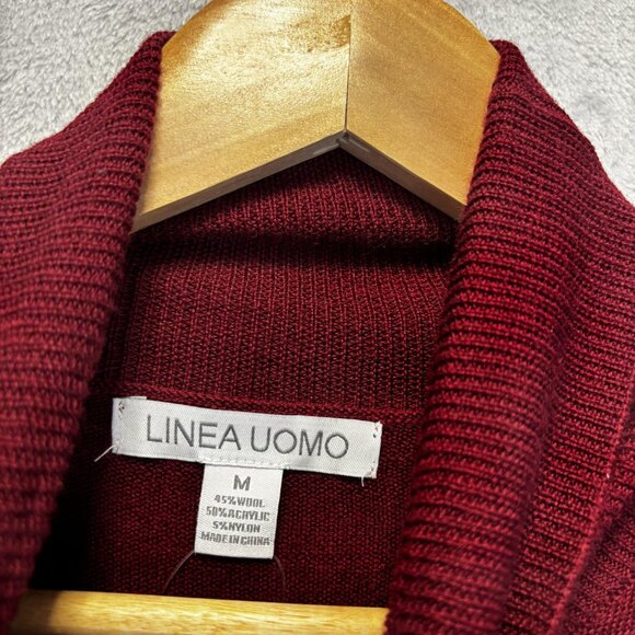 NWT Linea Uomo Wool Blend Turtleneck Sweater Mens Medium Red Skicore Minimalist - Picture 4 of 14